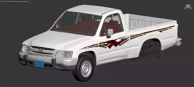 Toyota Huilx 2000-2005 with interior and engine and car floor 3D model