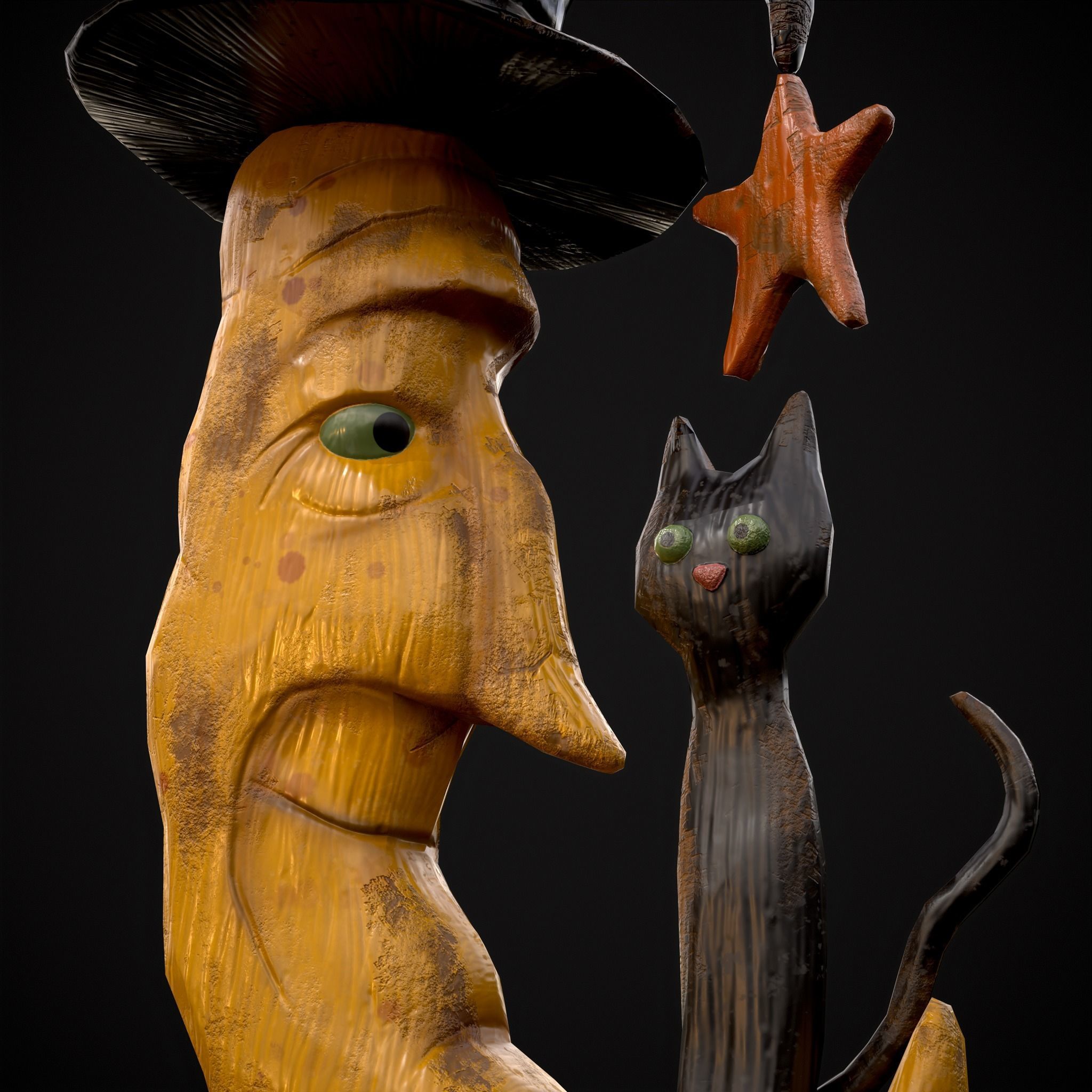 Moon and Cat  Low-poly 3D model_17