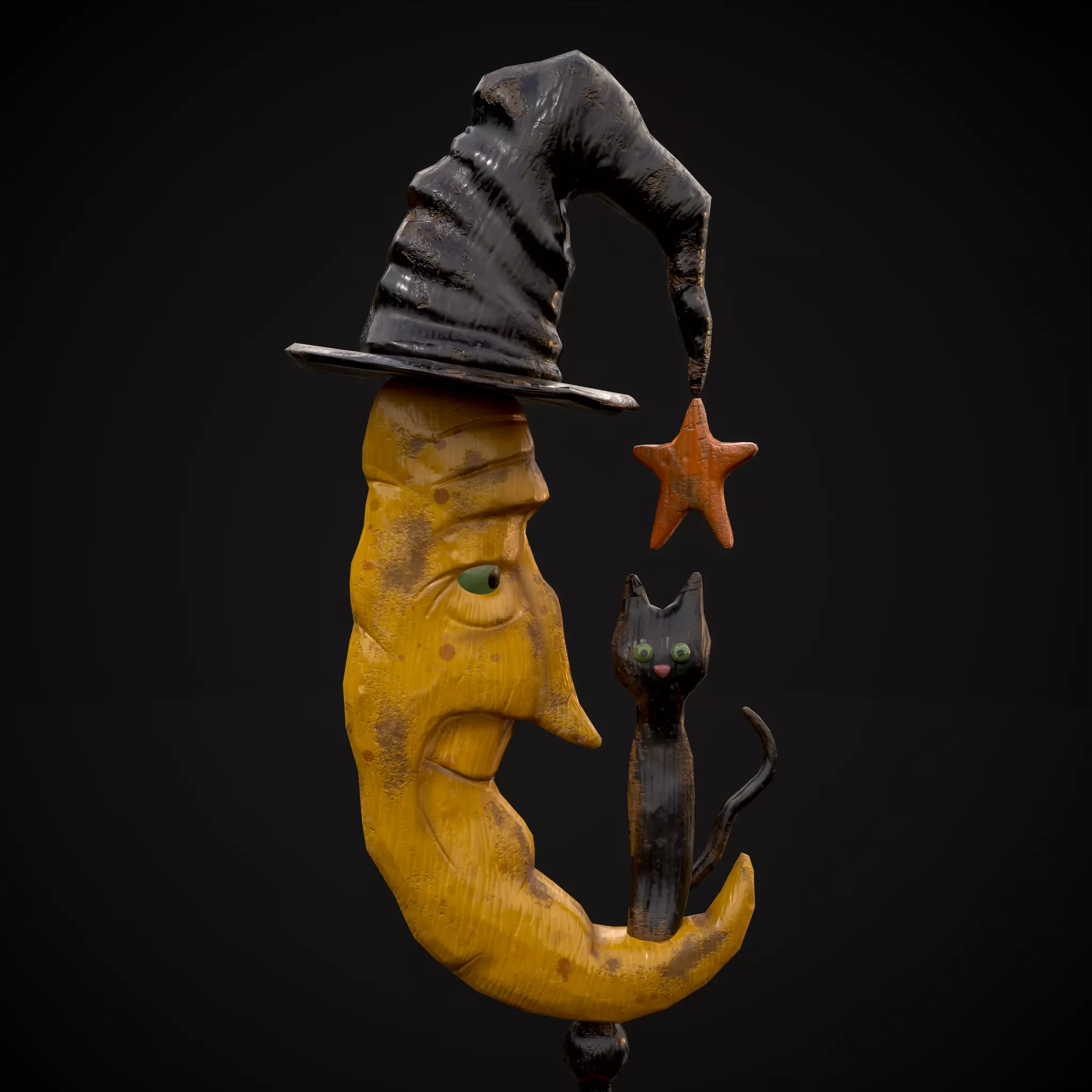 Moon and Cat  Low-poly 3D model_0