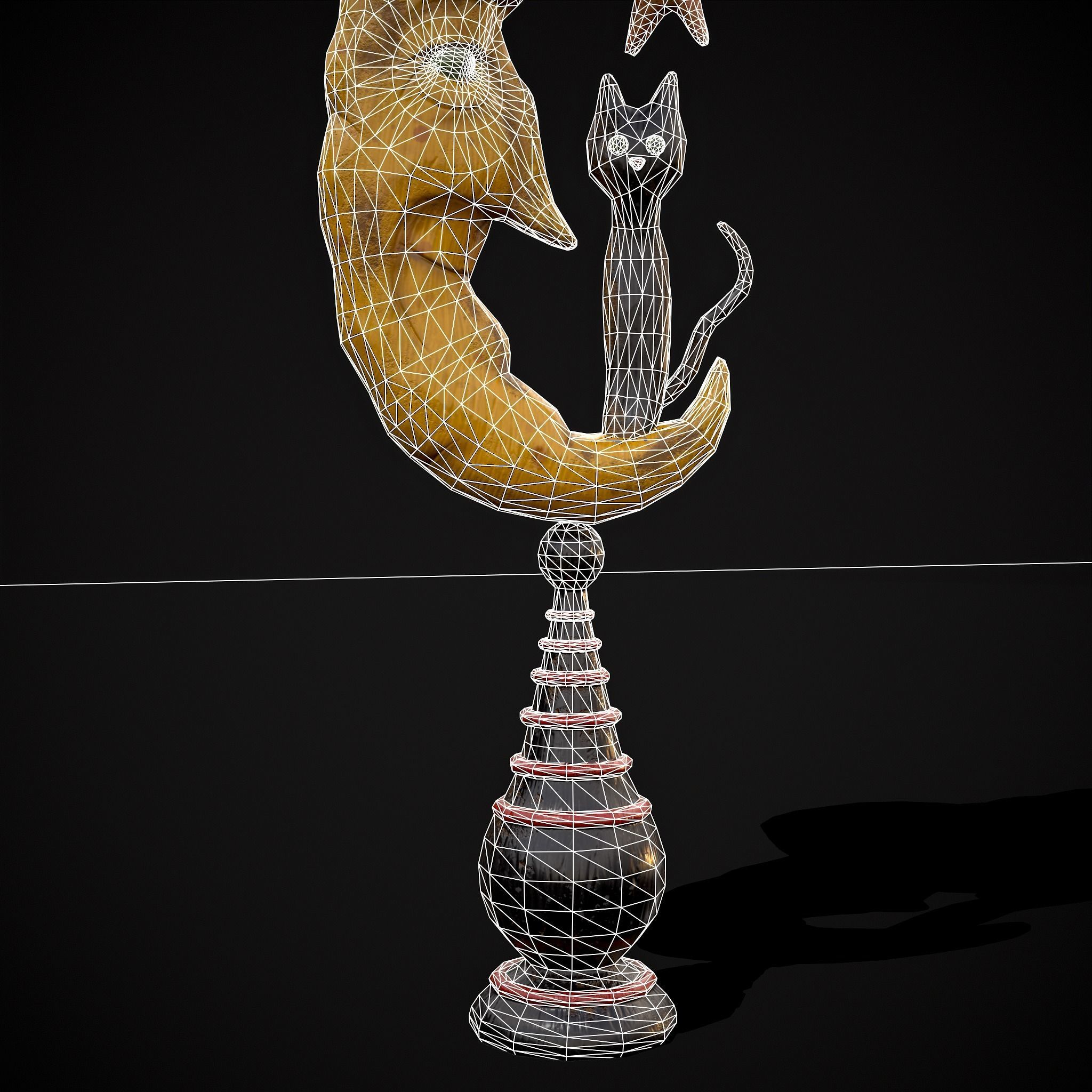 Moon and Cat  Low-poly 3D model_16