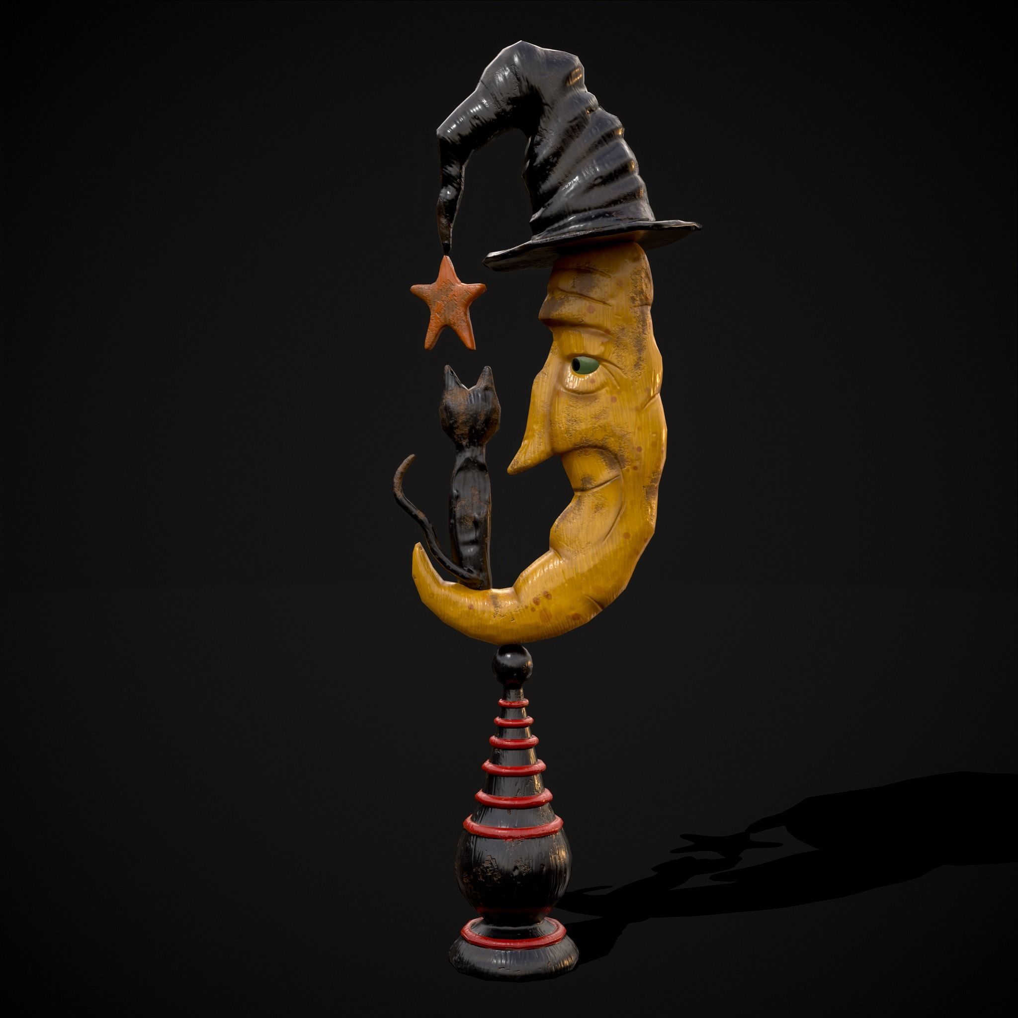 Moon and Cat  Low-poly 3D model_9