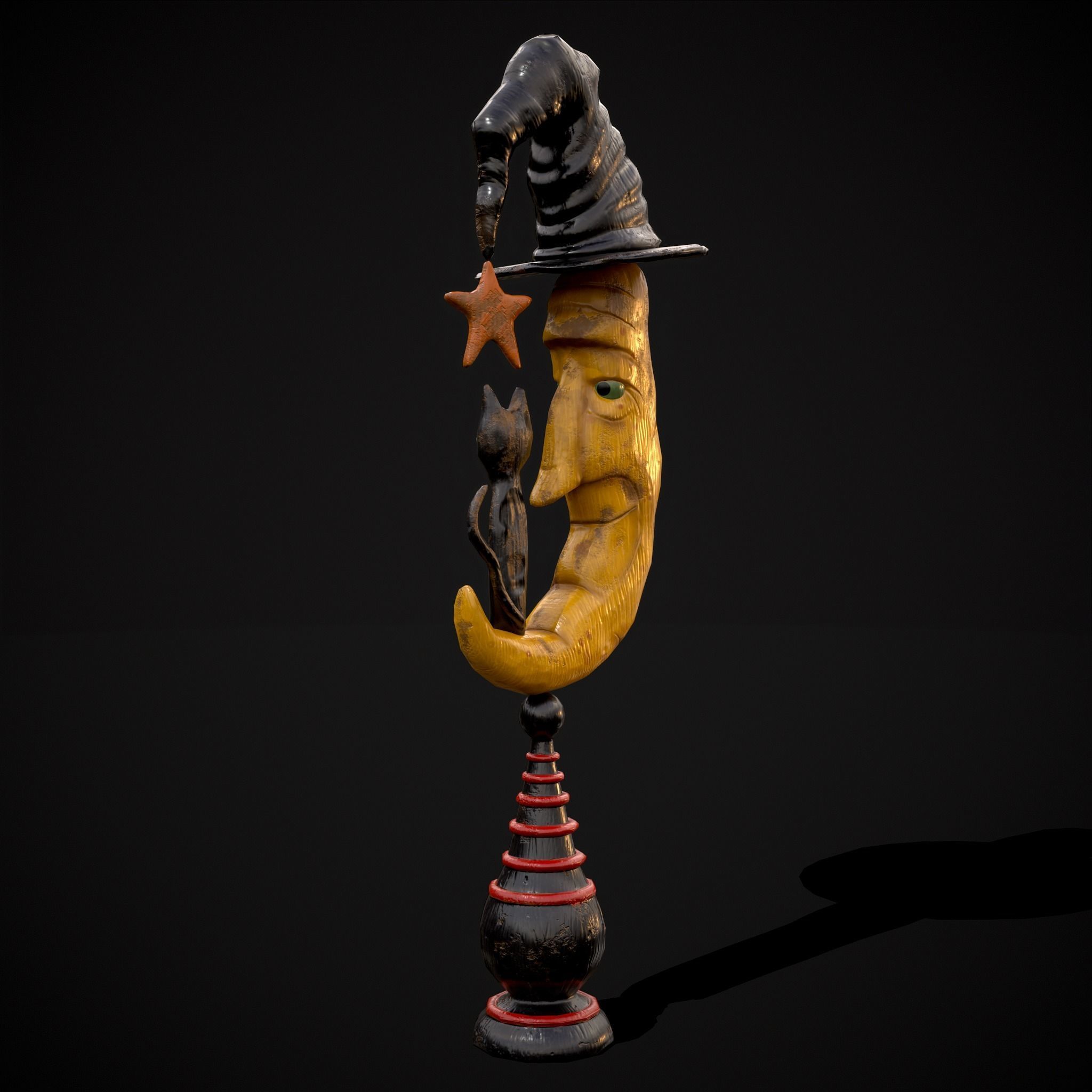 Moon and Cat  Low-poly 3D model_7