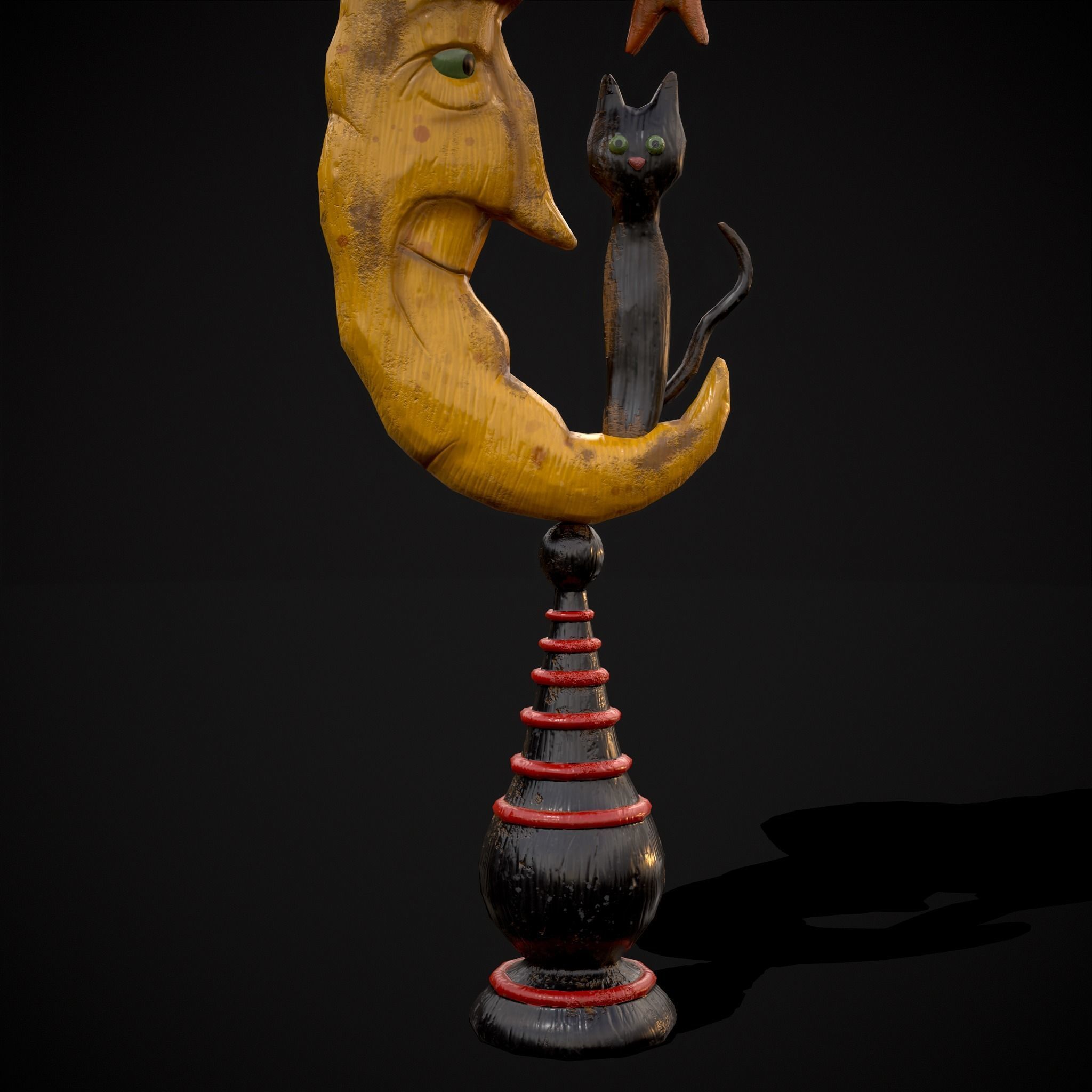 Moon and Cat  Low-poly 3D model_15