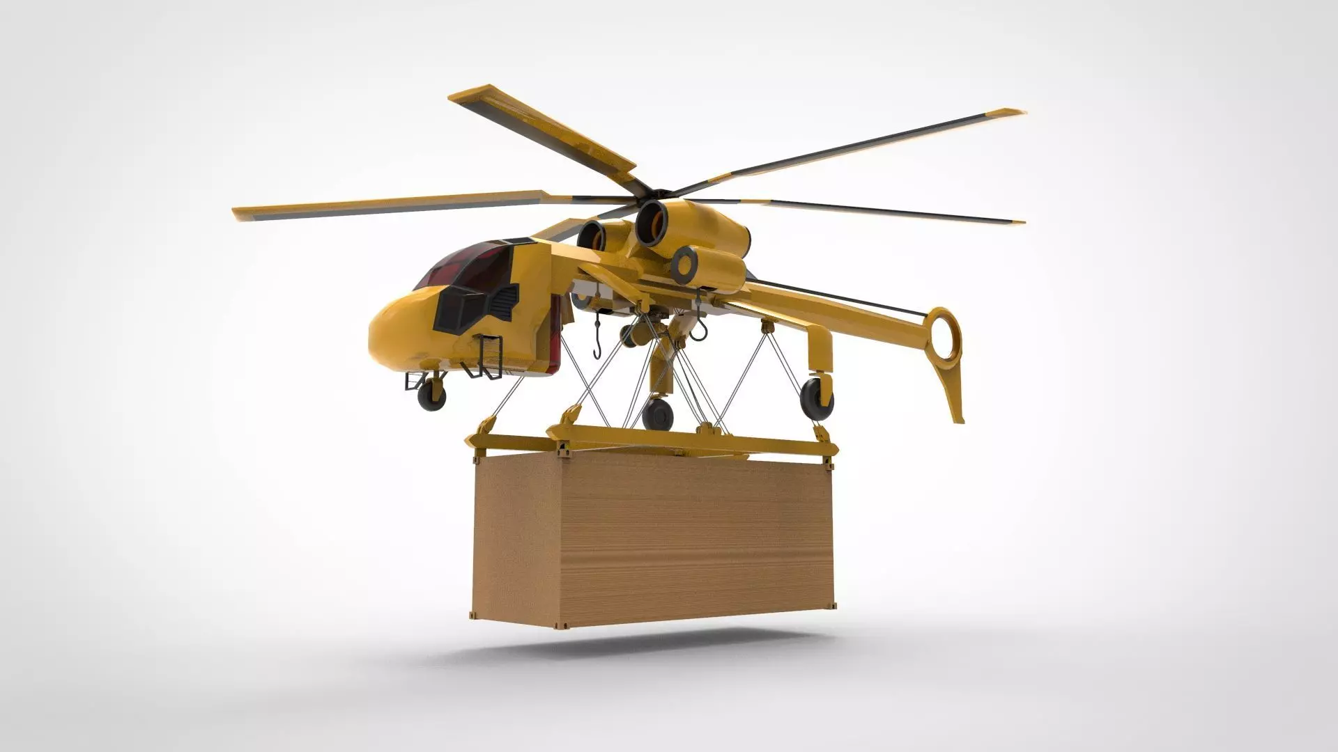 helicopter aerial crane Low-poly 3D model