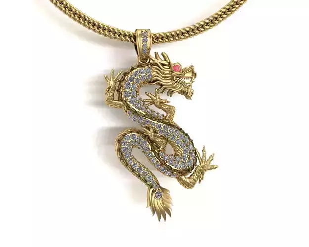 Chinese Dragon Gold Pendant 3D print model 3D print model