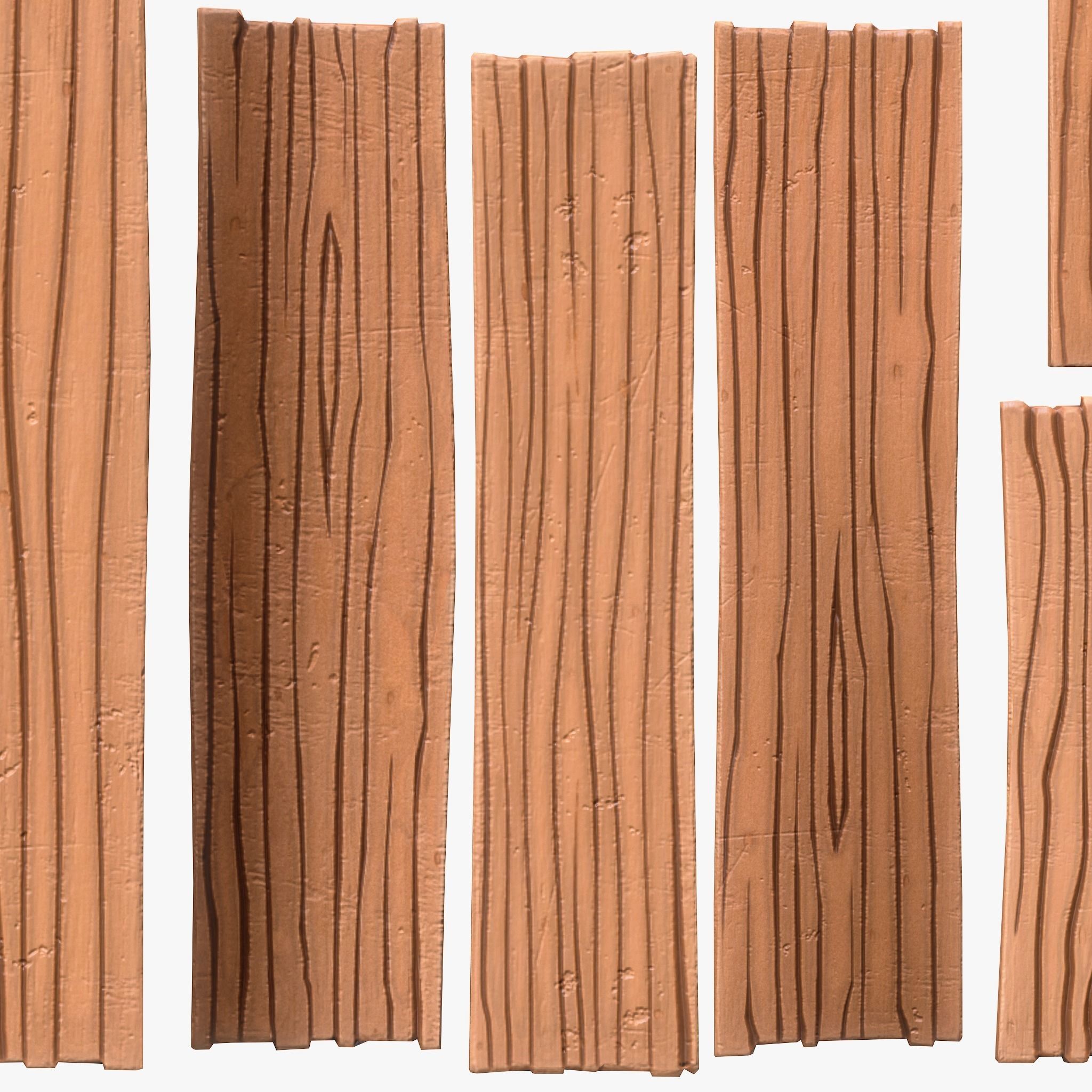 Stylized Wood Planks Low-poly 3D model_3