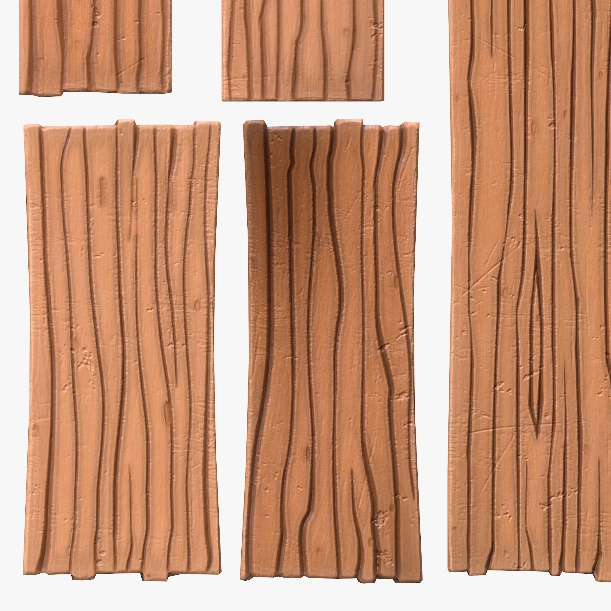 Stylized Wood Planks Low-poly 3D model_1