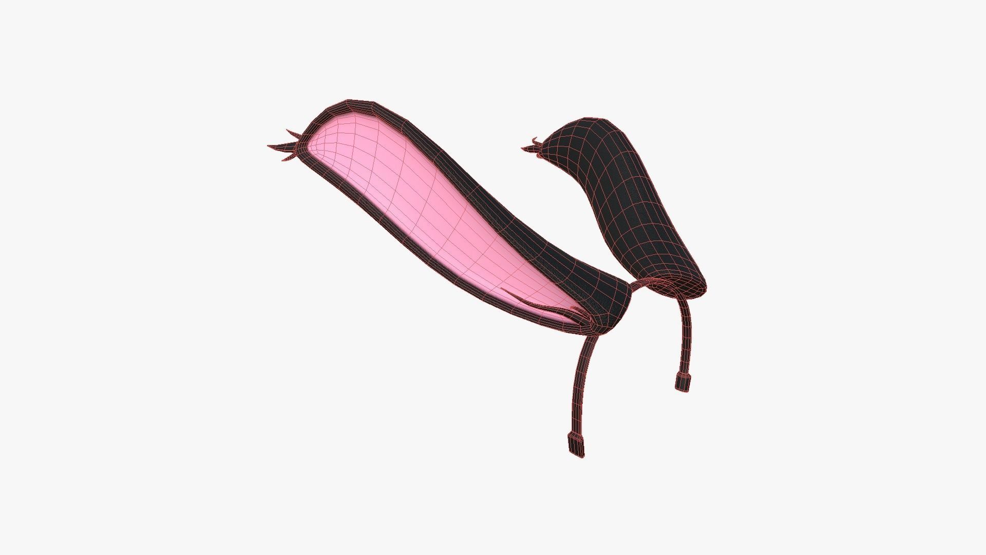 Furry Ears Tiara I01 Black - Headband Character Design Low-poly 3D model_6