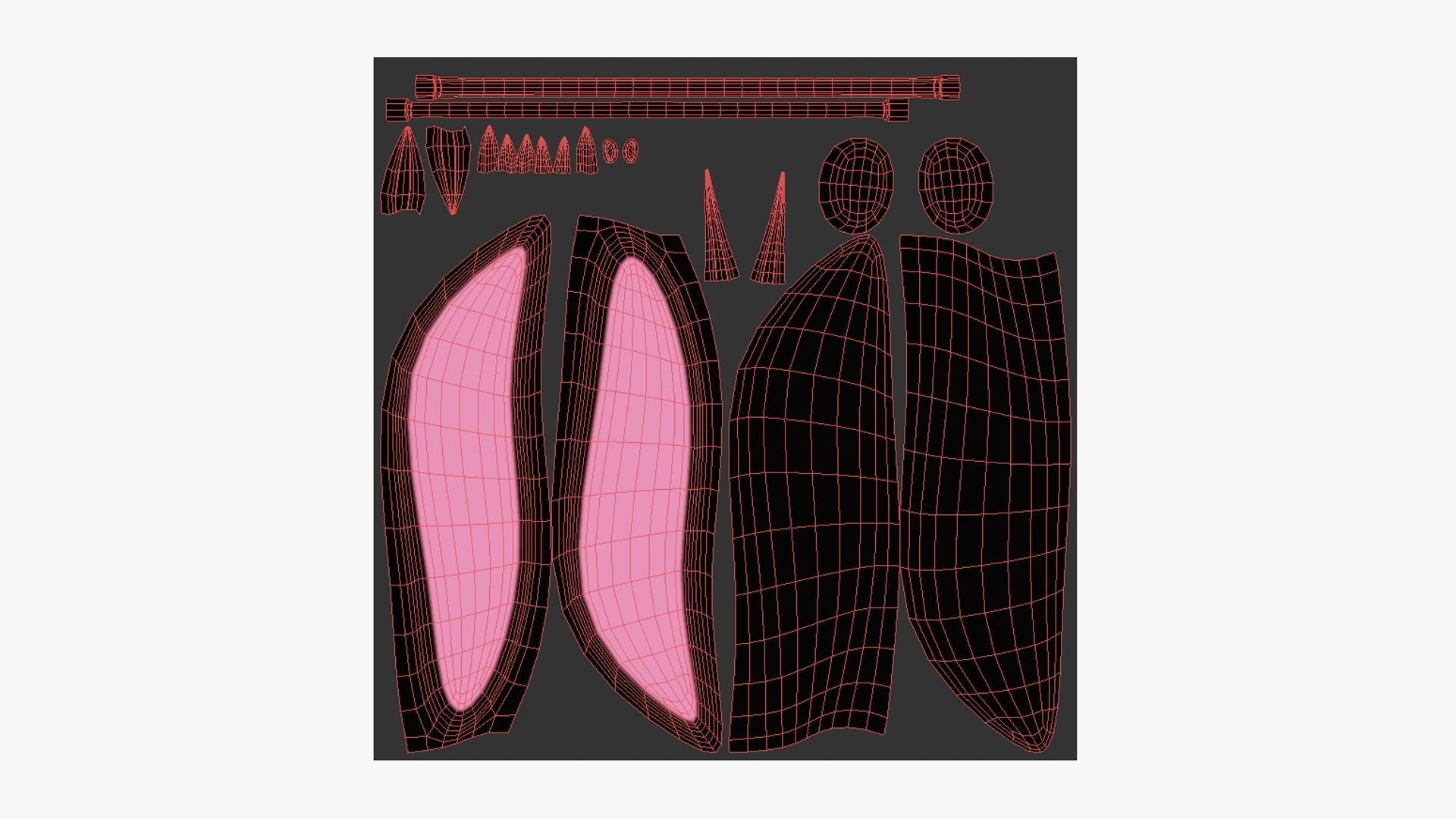 Furry Ears Tiara I01 Black - Headband Character Design Low-poly 3D model_5