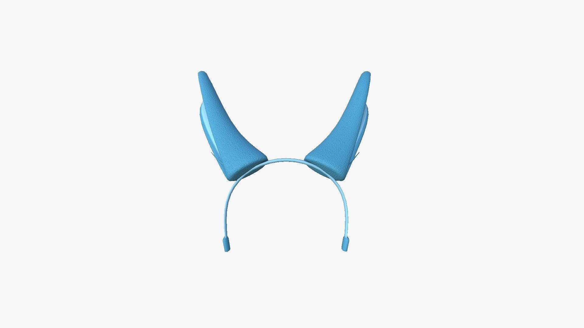 Furry Ears Tiara I03 Blue - Headband Character Design Low-poly 3D model_2
