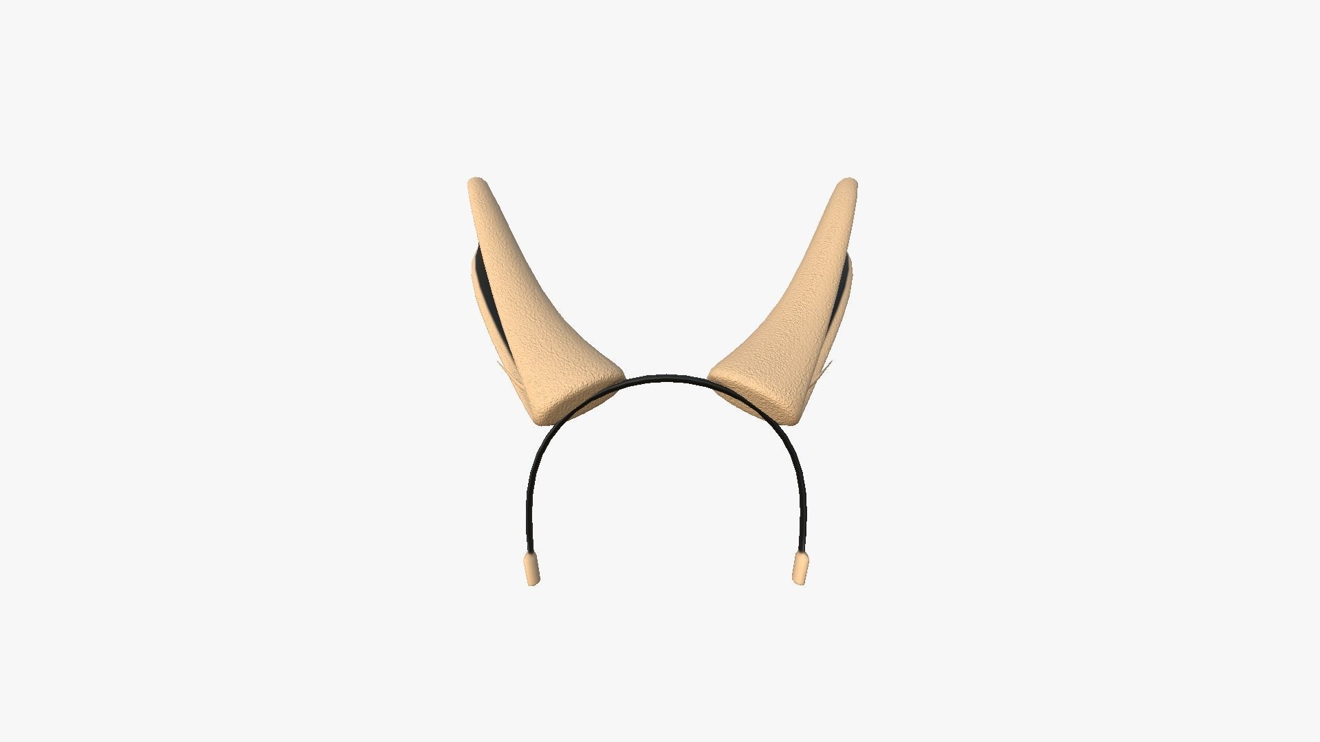 Furry Ears Tiara I04 Beige - Headband Character Design Low-poly 3D model_2