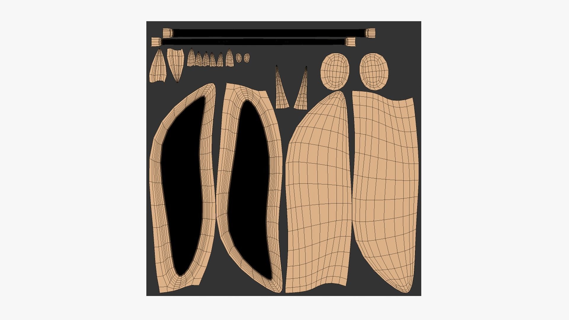 Furry Ears Tiara I04 Beige - Headband Character Design Low-poly 3D model_5