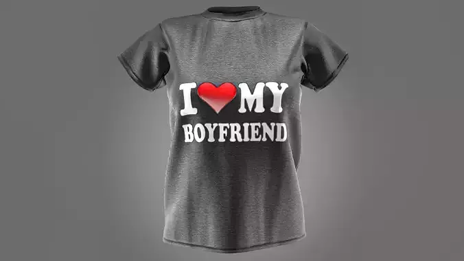 Female boyfriend t-shirt Low-poly 3D model