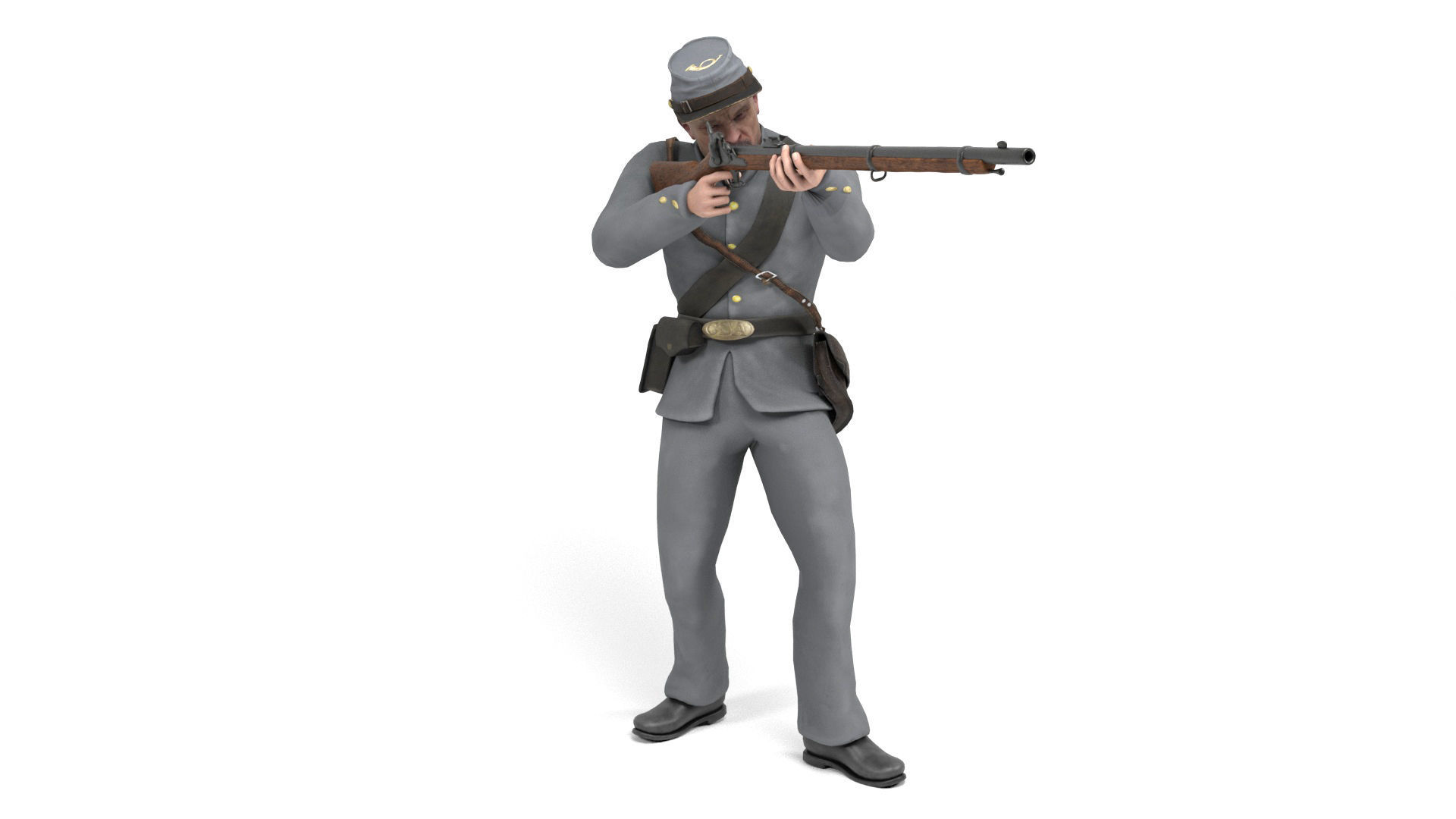 Confederate Soldier 2 Low-poly 3D model_10