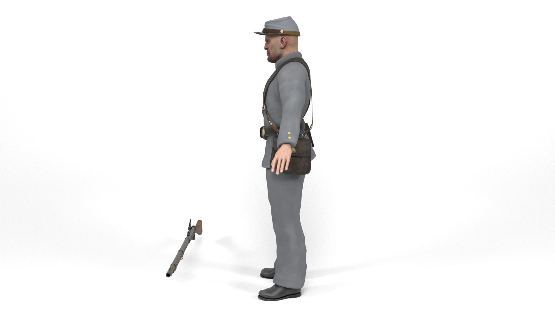 Confederate Soldier 2 Low-poly 3D model_4