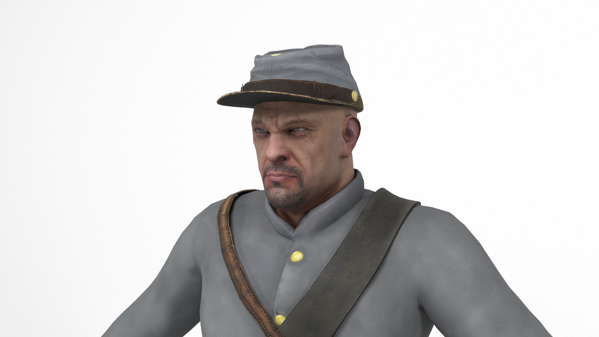Confederate Soldier 2 Low-poly 3D model_6