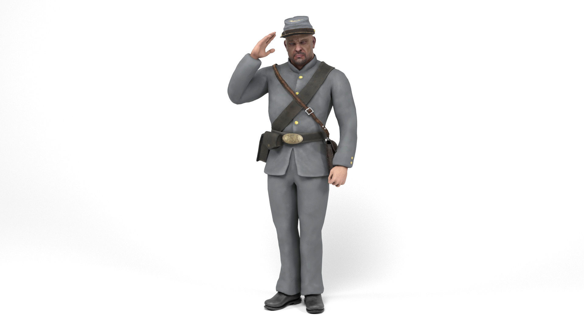 Confederate Soldier 2 Low-poly 3D model_8