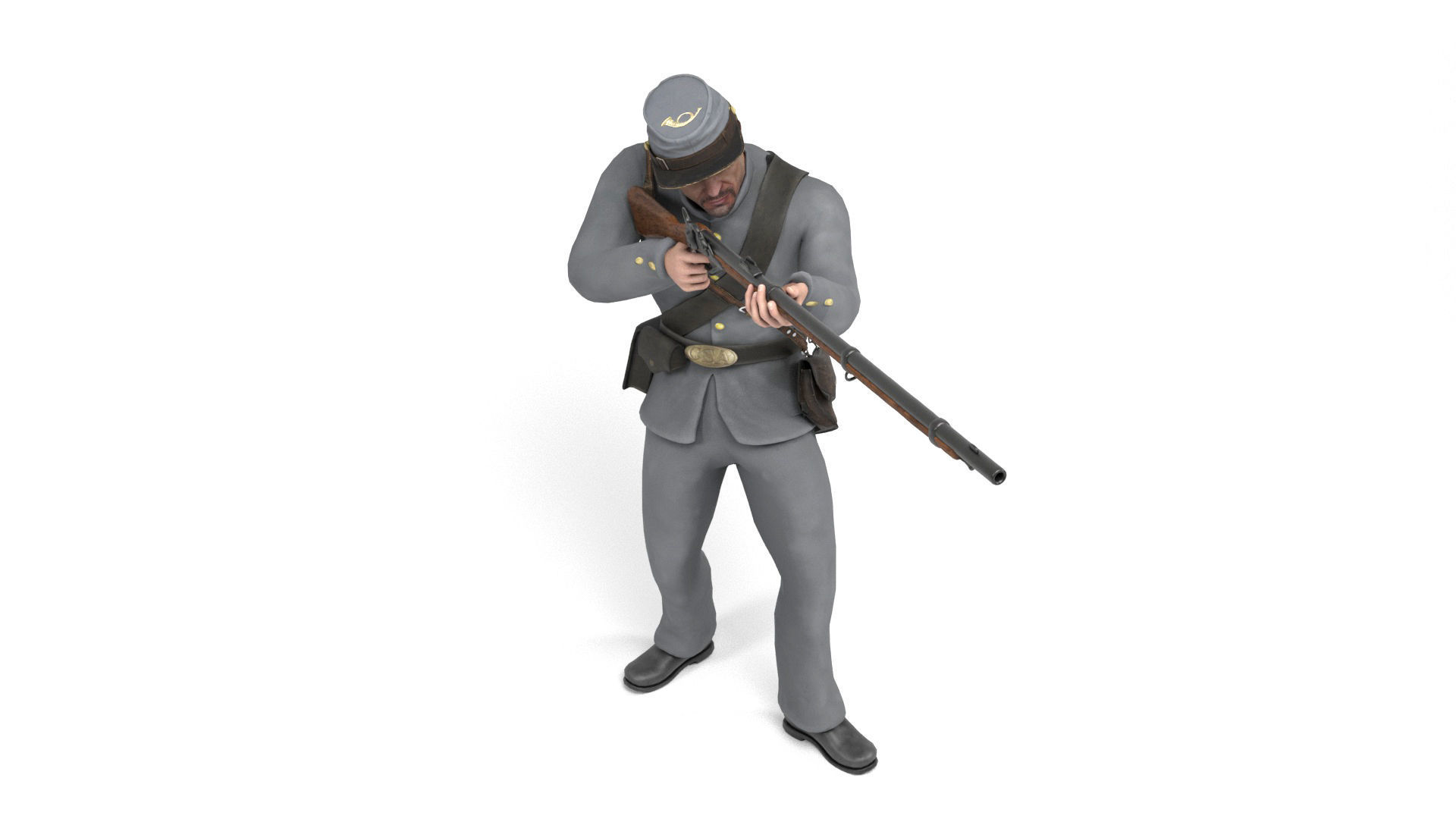 Confederate Soldier 2 Low-poly 3D model_11