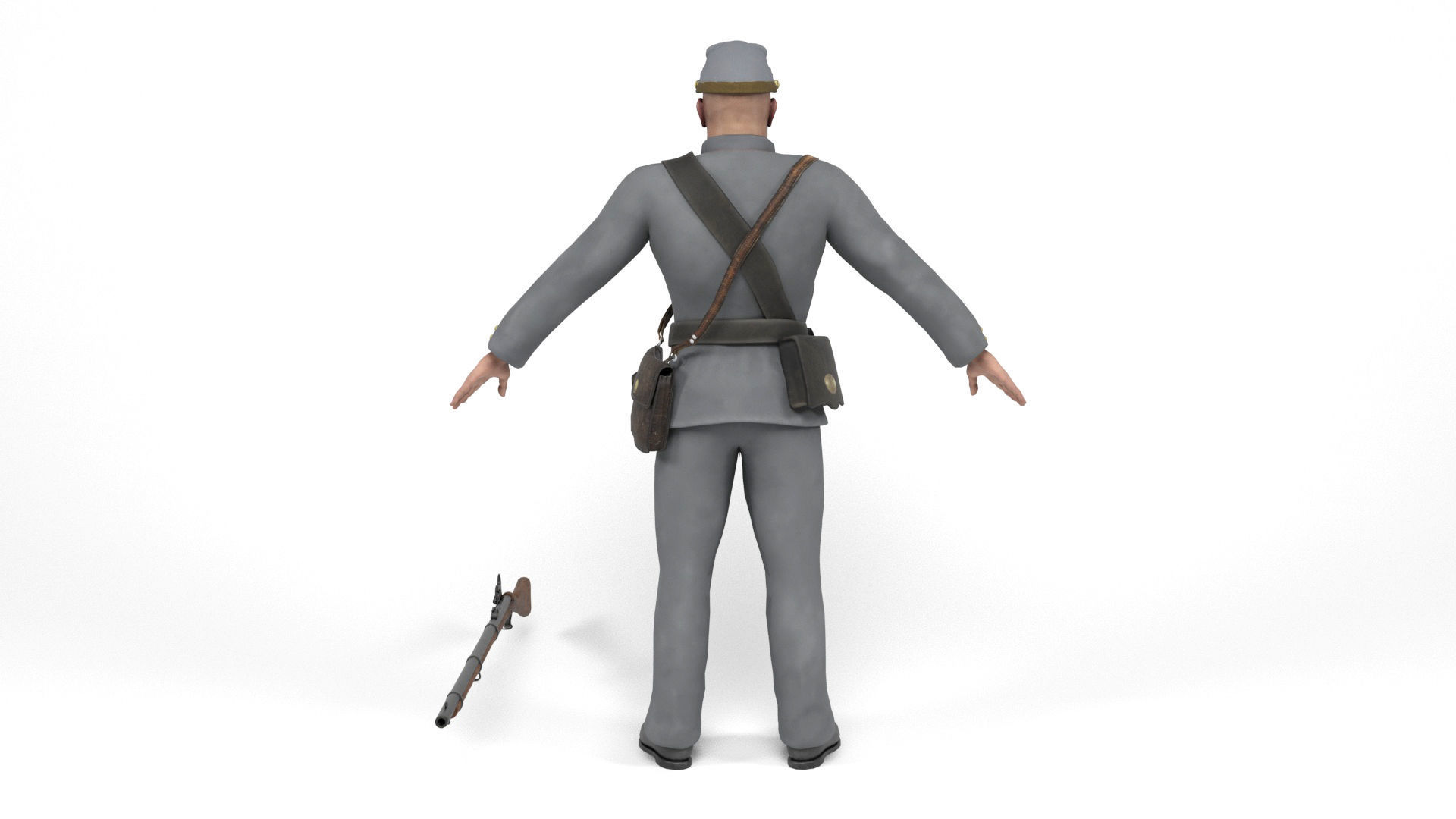 Confederate Soldier 2 Low-poly 3D model_3