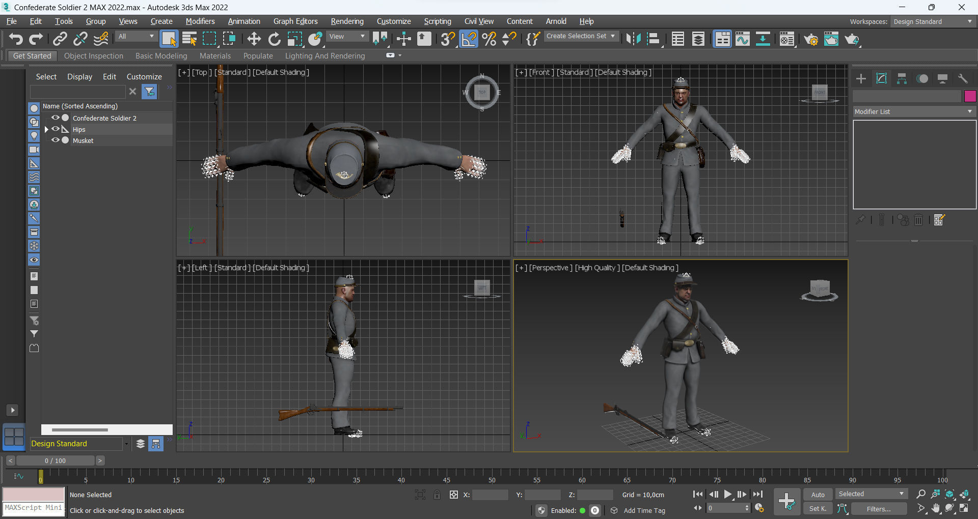 Confederate Soldier 2 Low-poly 3D model_12