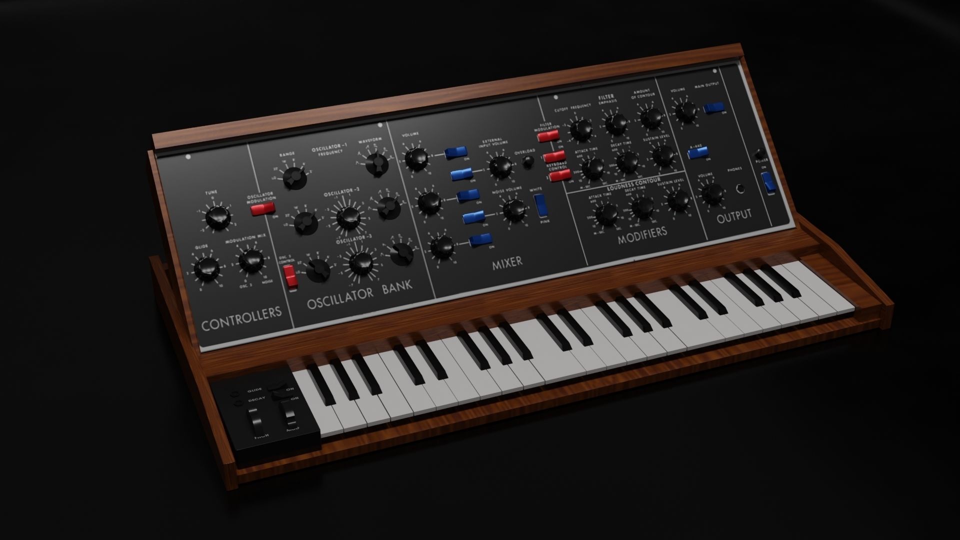 Vintage Mini Moog Synthesizer - 3D Model 3D model_1