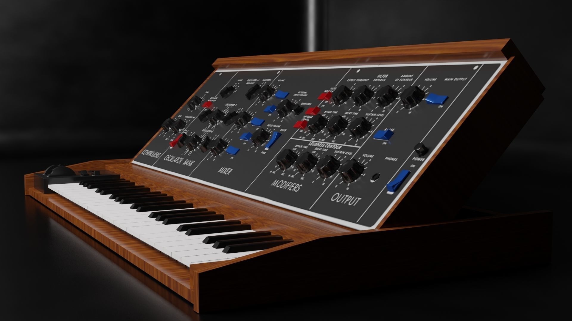 Vintage Mini Moog Synthesizer - 3D Model 3D model_2