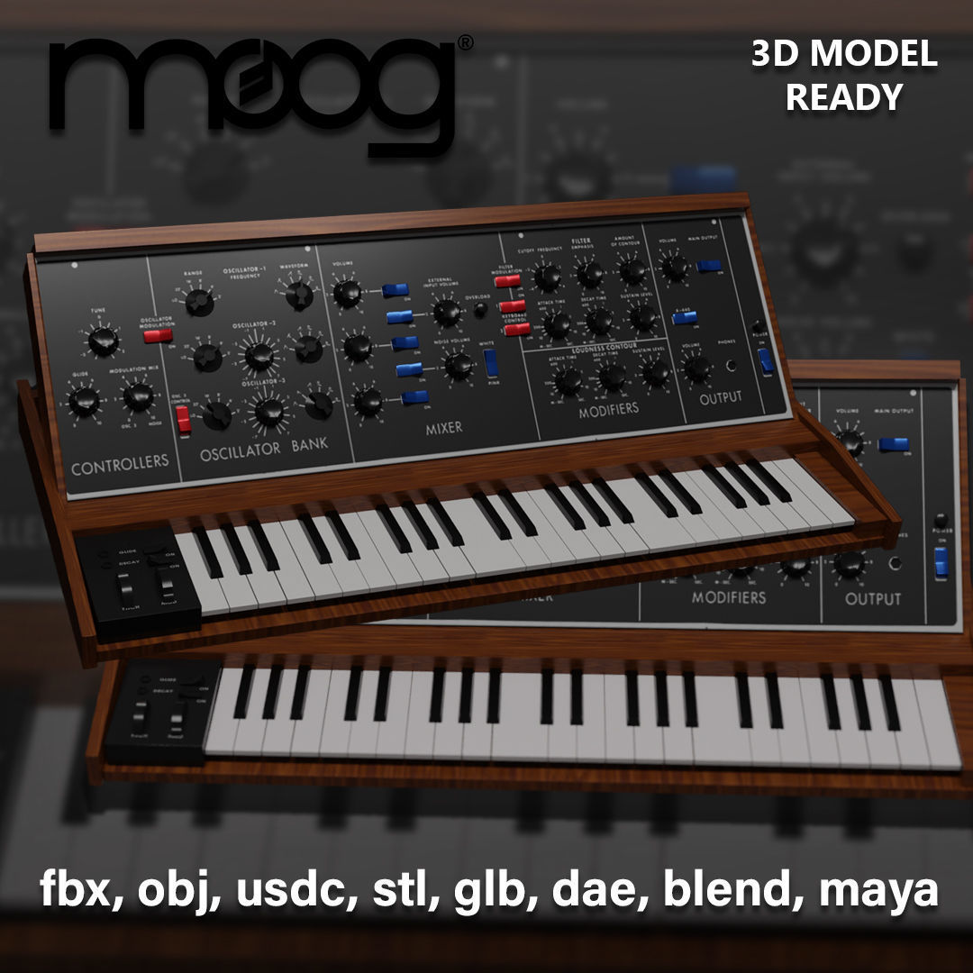 Vintage Mini Moog Synthesizer - 3D Model 3D model_8