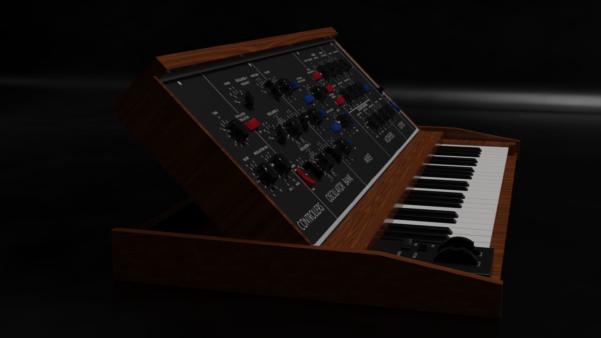 Vintage Mini Moog Synthesizer - 3D Model 3D model_3