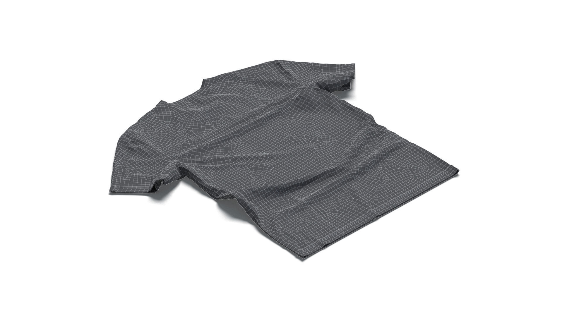 Flat Lay T-shirt front and back - wrinkled fabric tee-shirt Low-poly 3D model_6