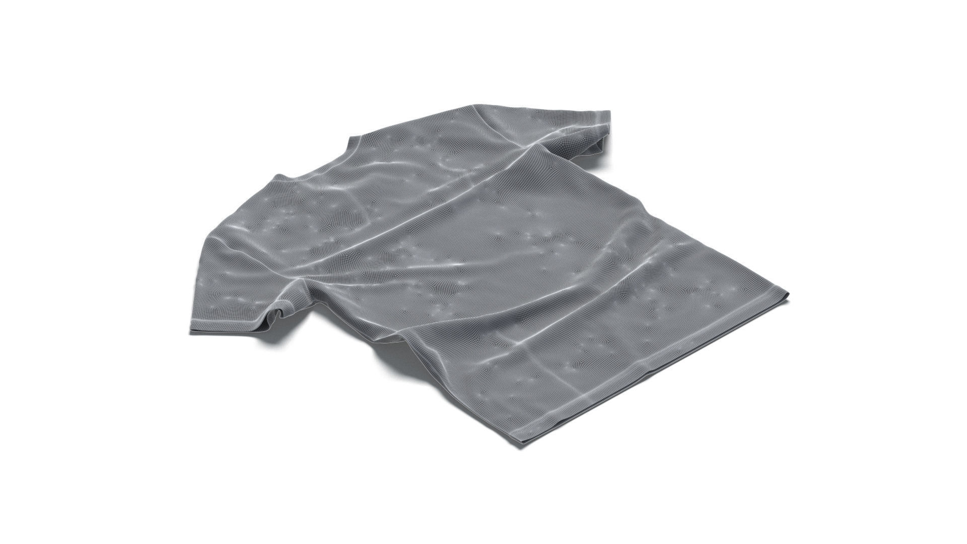 Flat Lay T-shirt front and back - wrinkled fabric tee-shirt Low-poly 3D model_8