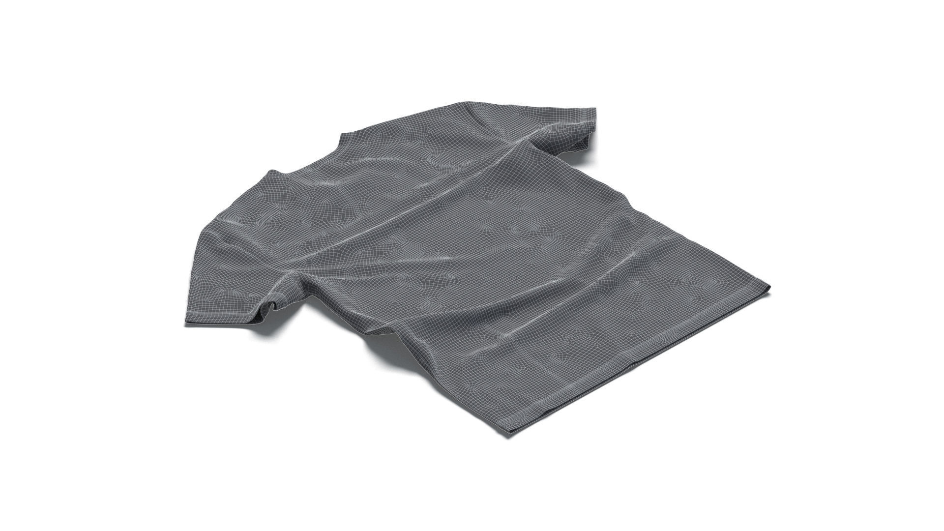 Flat Lay T-shirt front and back - wrinkled fabric tee-shirt Low-poly 3D model_7