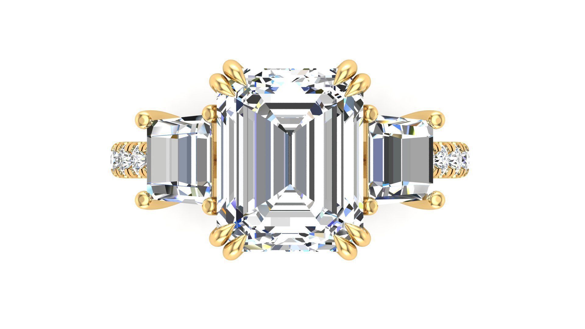 3 Stone Engagement Ring 3D print model_4