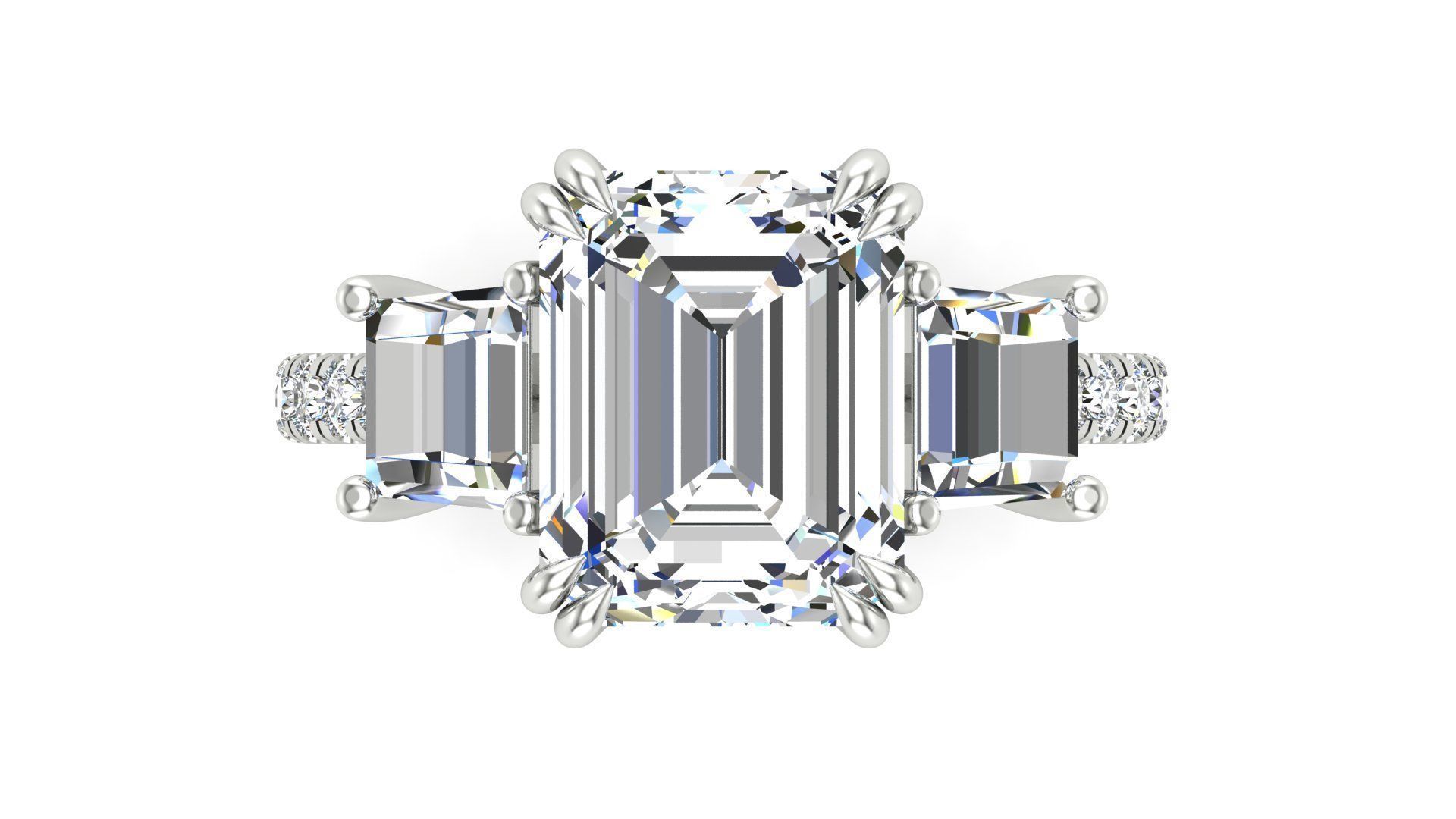 3 Stone Engagement Ring 3D print model_10