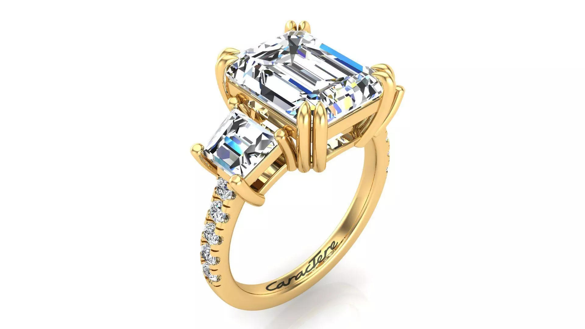 3 Stone Engagement Ring 3D print model_0