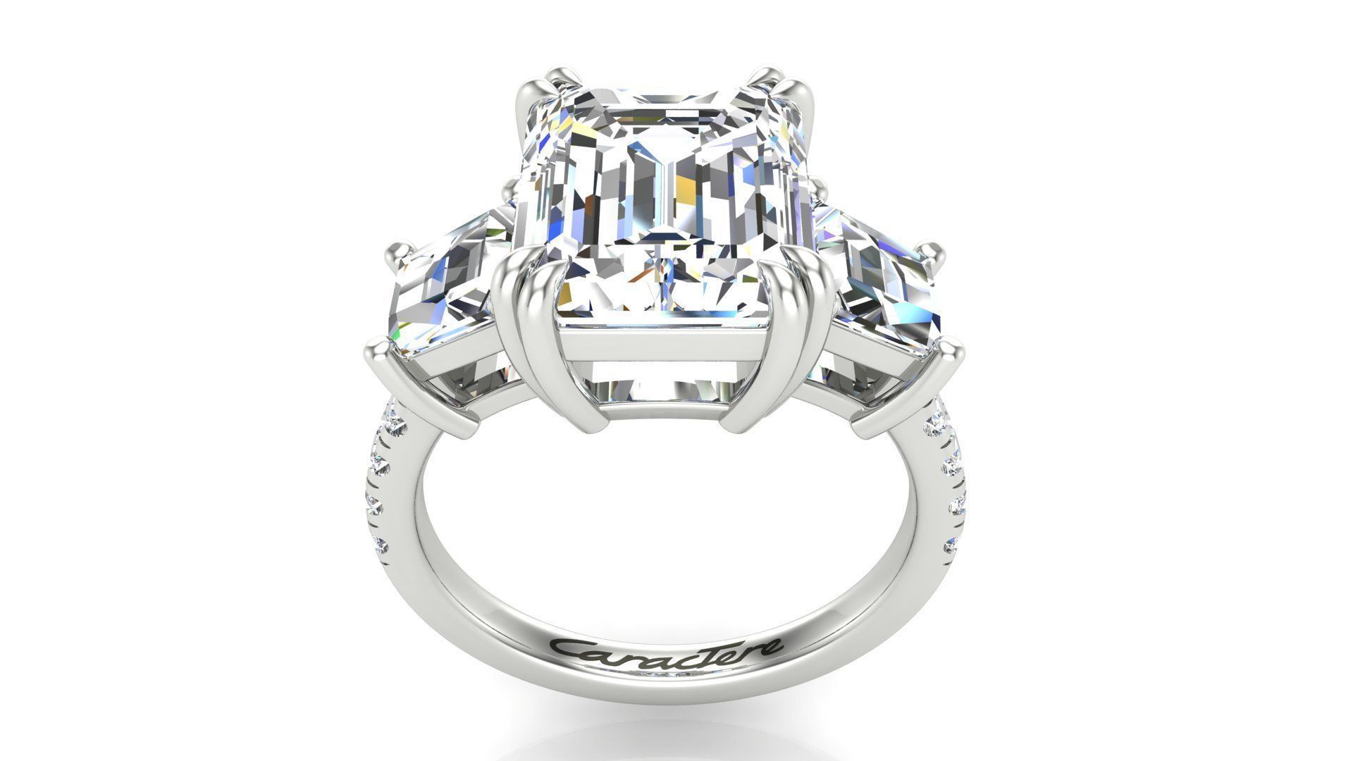 3 Stone Engagement Ring 3D print model_7
