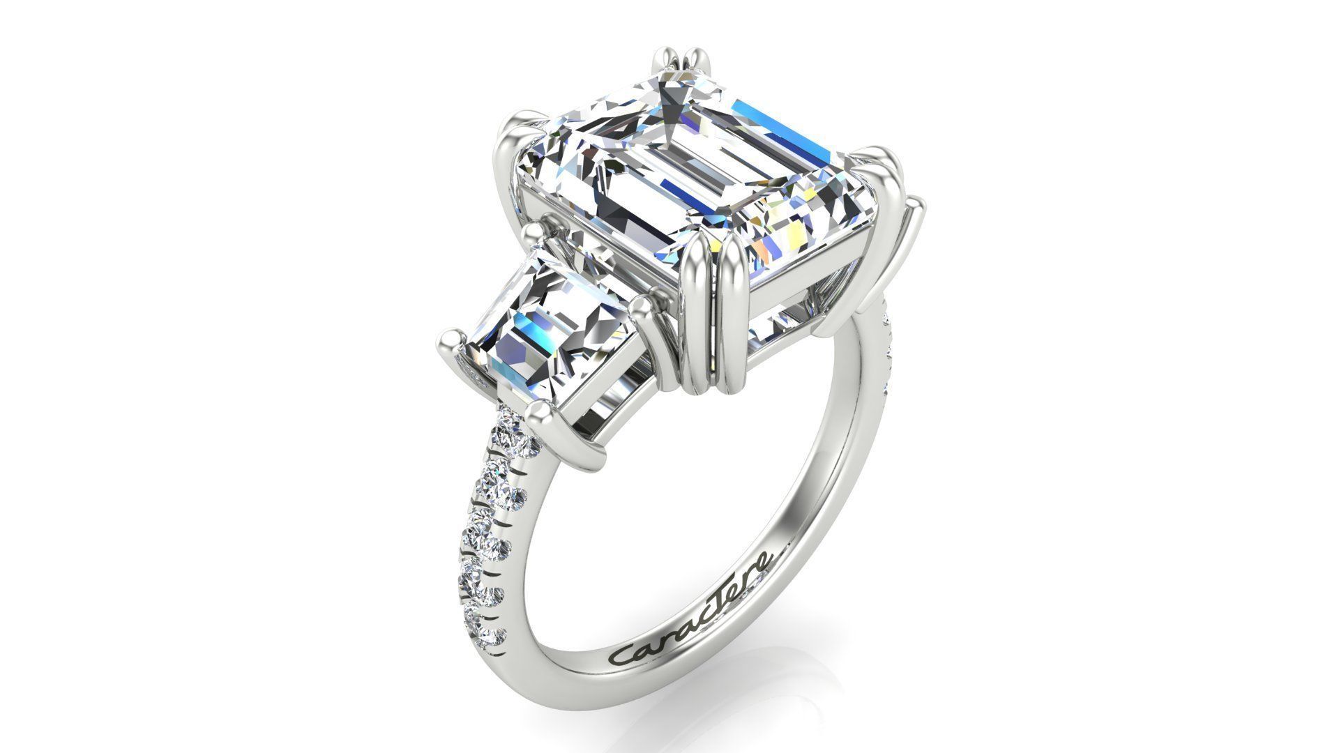 3 Stone Engagement Ring 3D print model_6