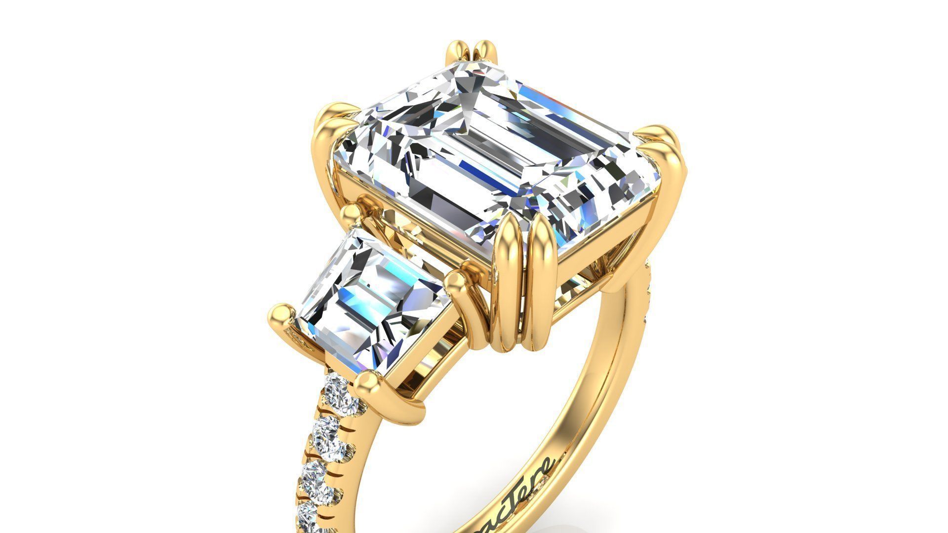 3 Stone Engagement Ring 3D print model_3