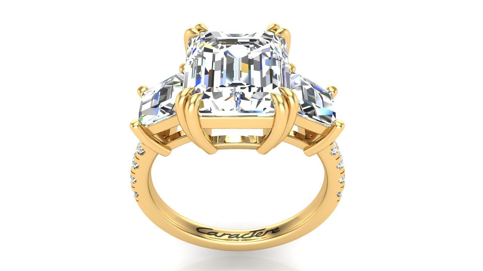 3 Stone Engagement Ring 3D print model_1