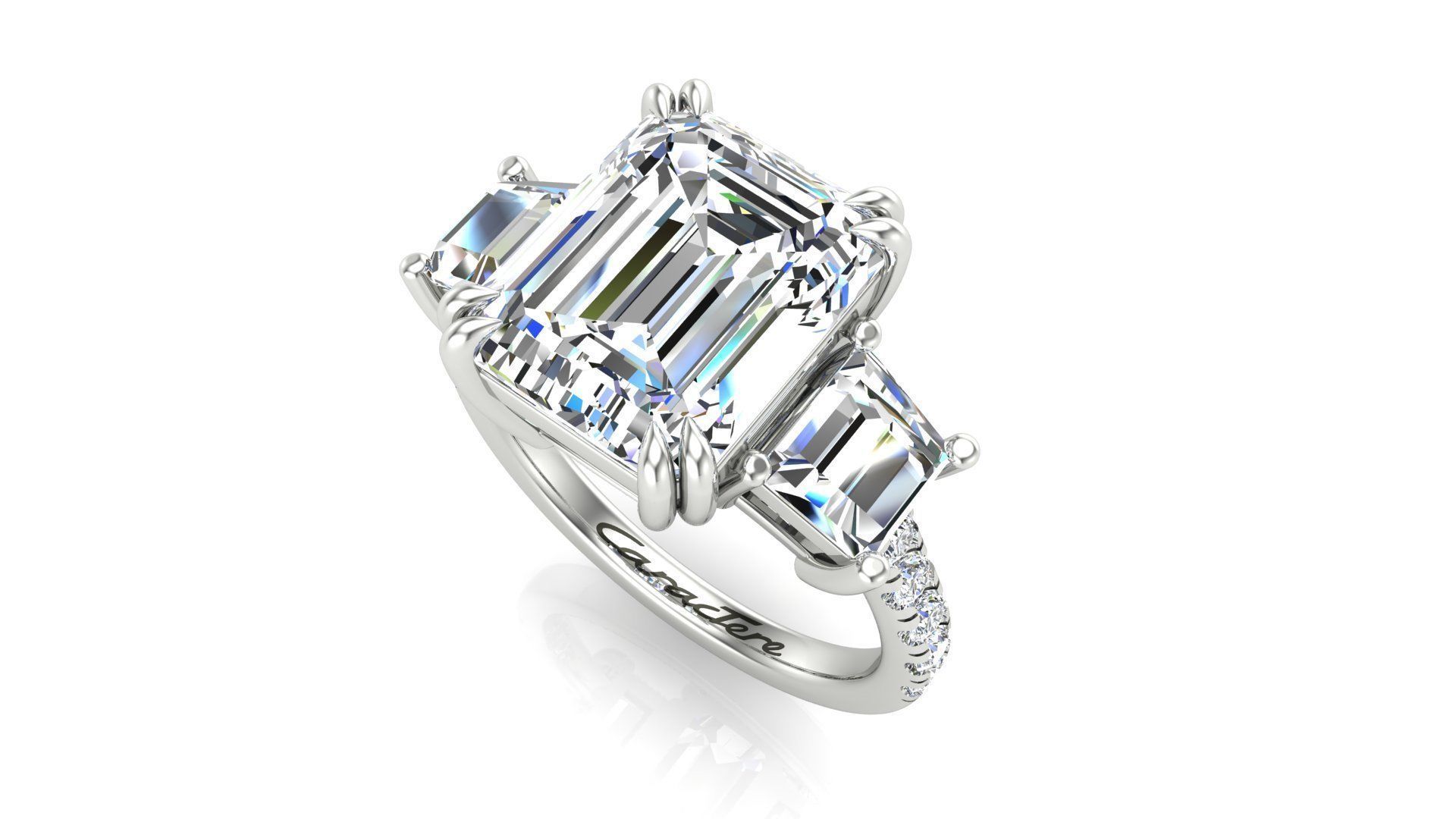 3 Stone Engagement Ring 3D print model_9