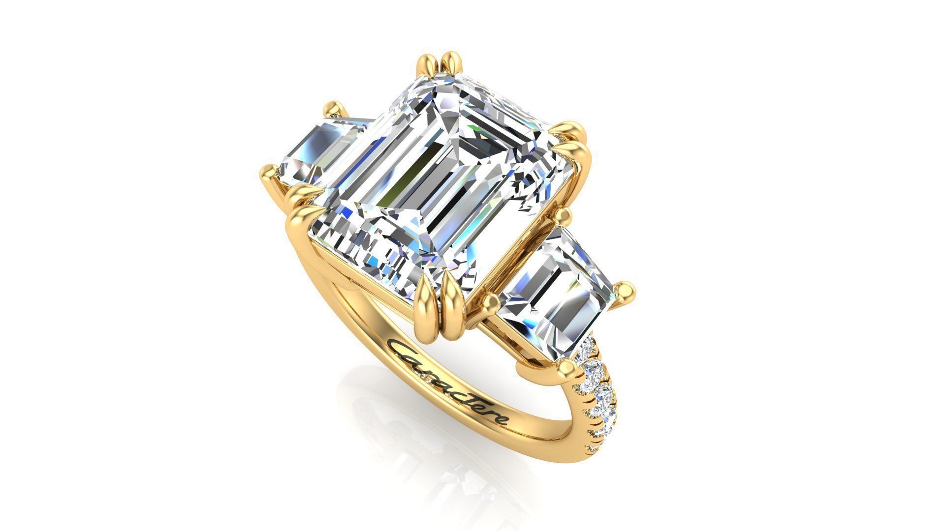 3 Stone Engagement Ring 3D print model_2