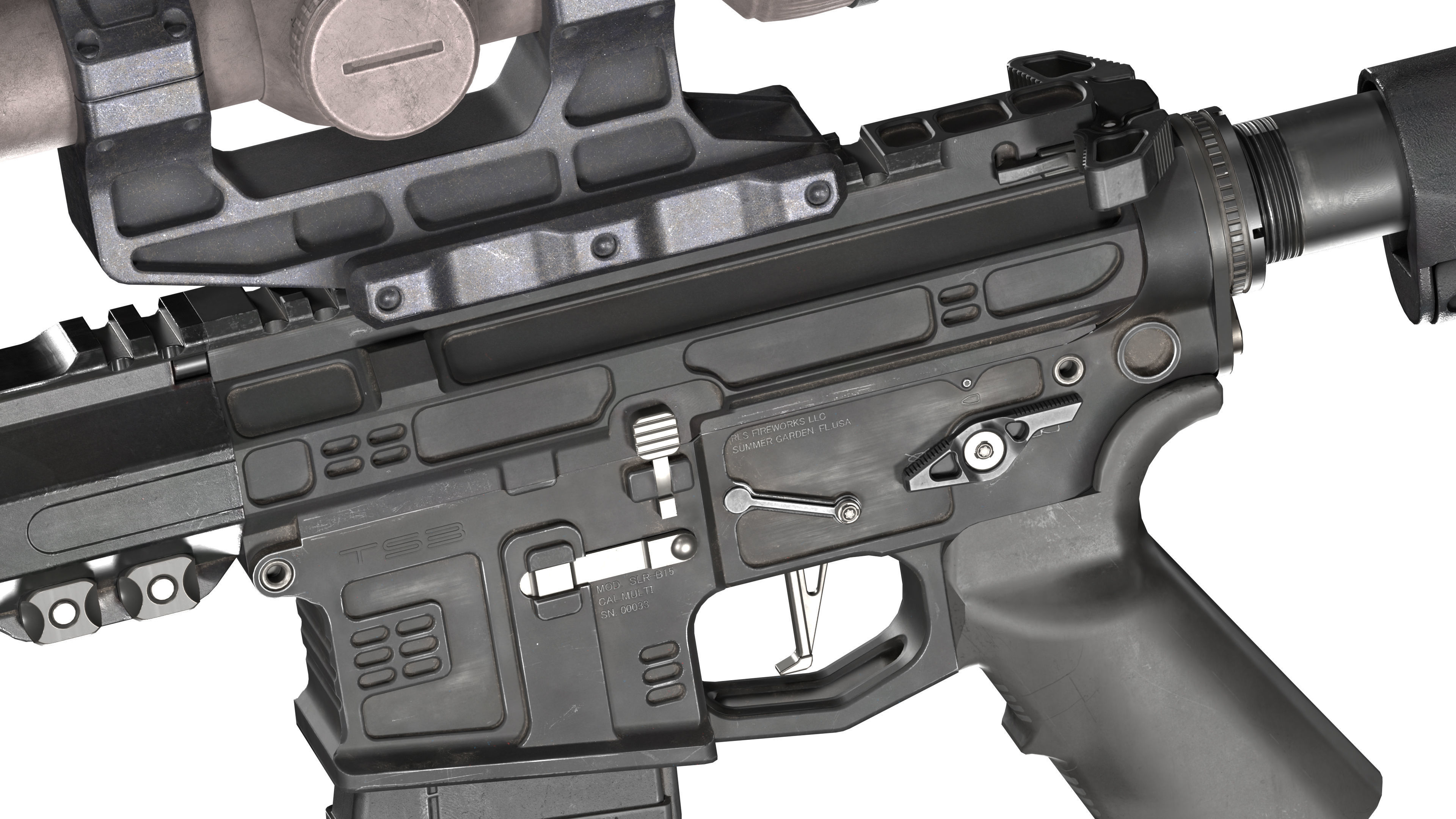 CUSTOM AR-15 RIFLE Low-poly 3D model_7