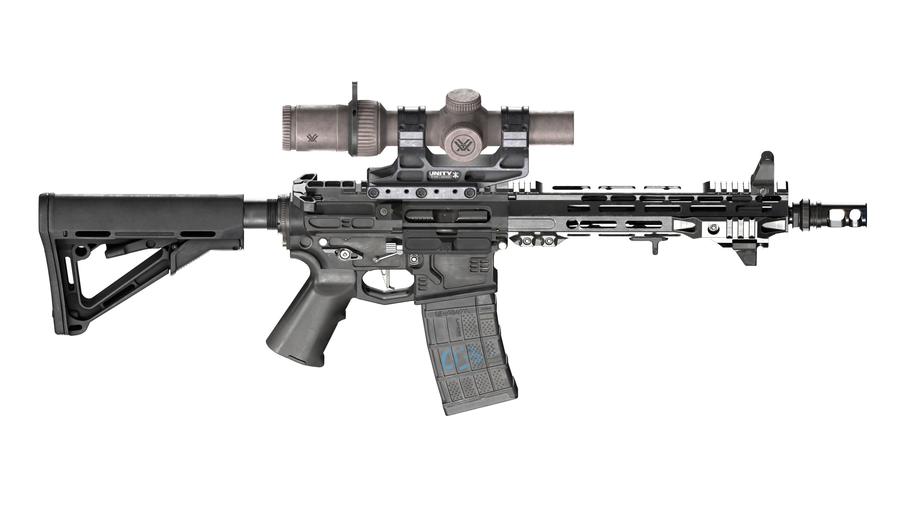 CUSTOM AR-15 RIFLE Low-poly 3D model_6
