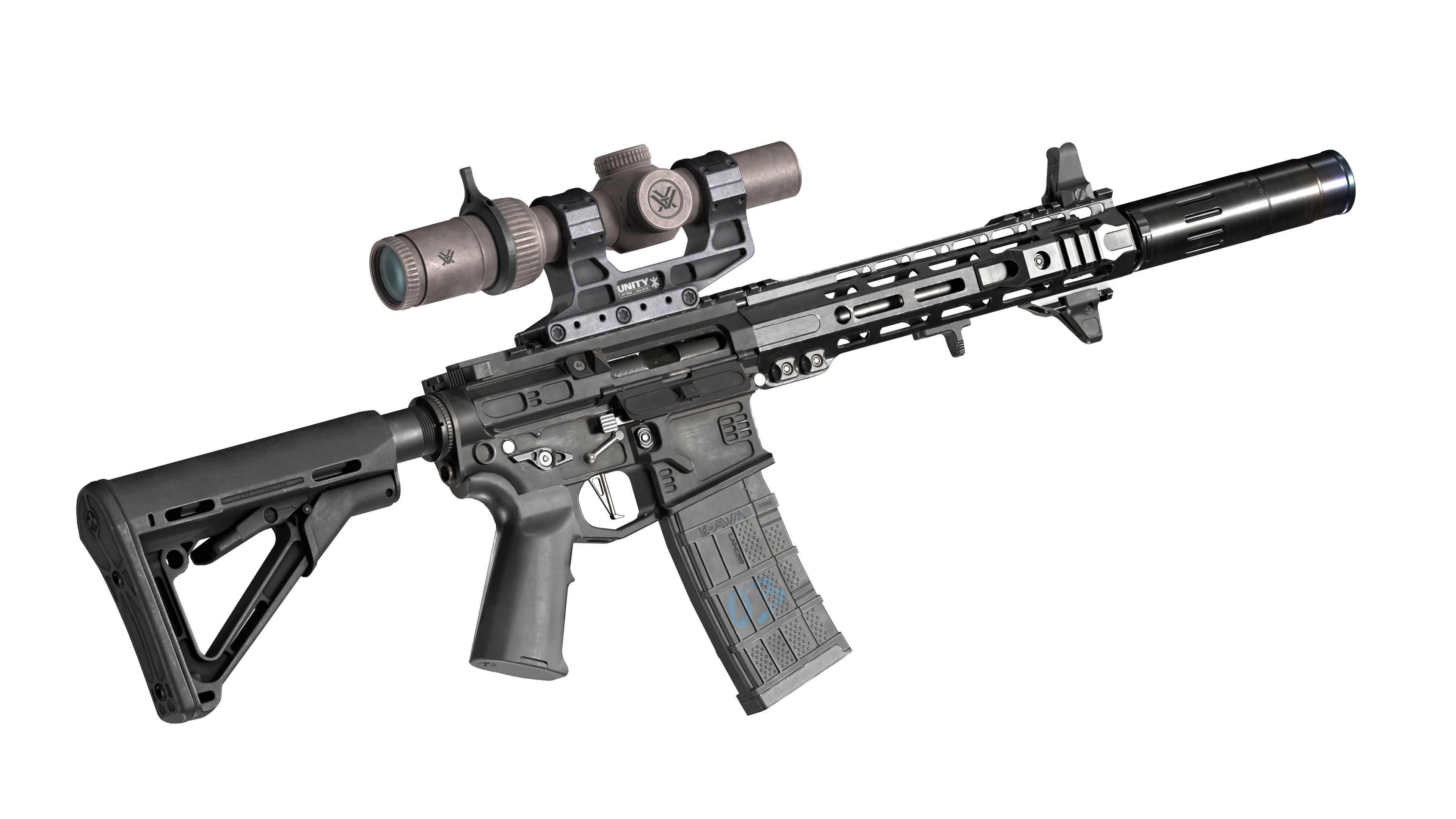 CUSTOM AR-15 RIFLE Low-poly 3D model_4