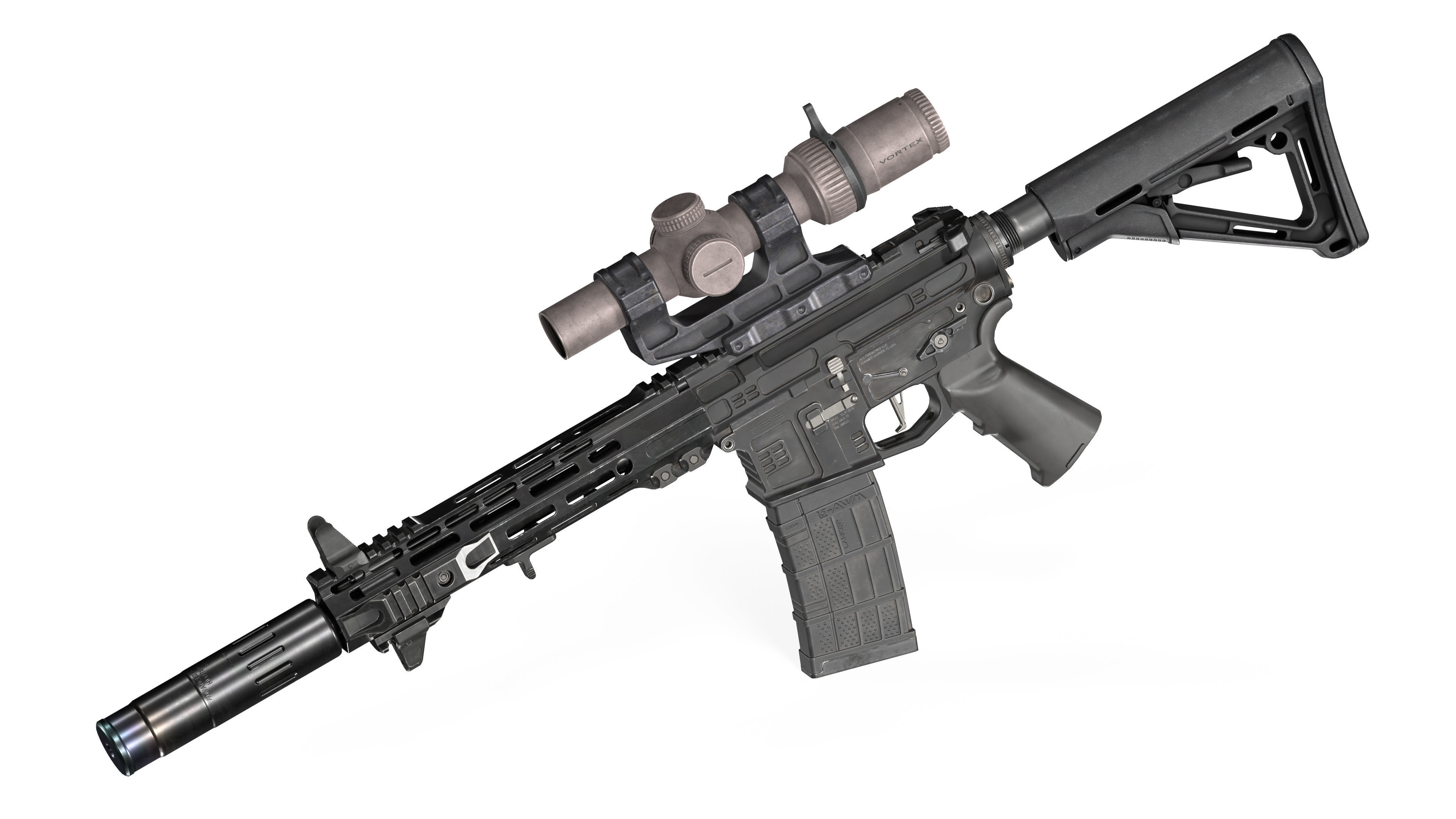 CUSTOM AR-15 RIFLE Low-poly 3D model_11