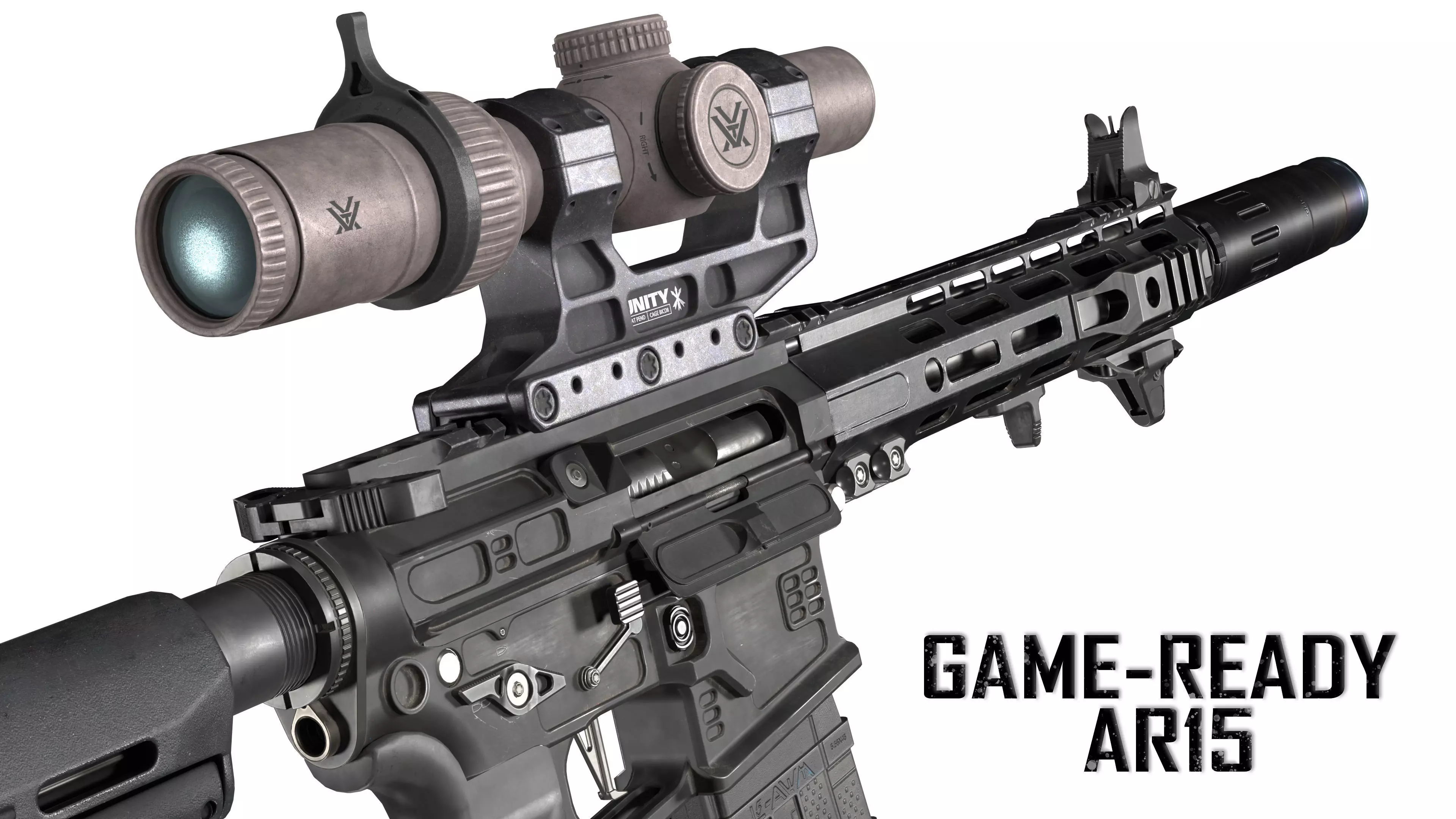 CUSTOM AR-15 RIFLE Low-poly 3D model_0