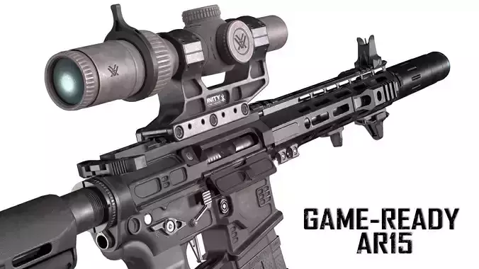 CUSTOM AR-15 RIFLE Low-poly 3D model