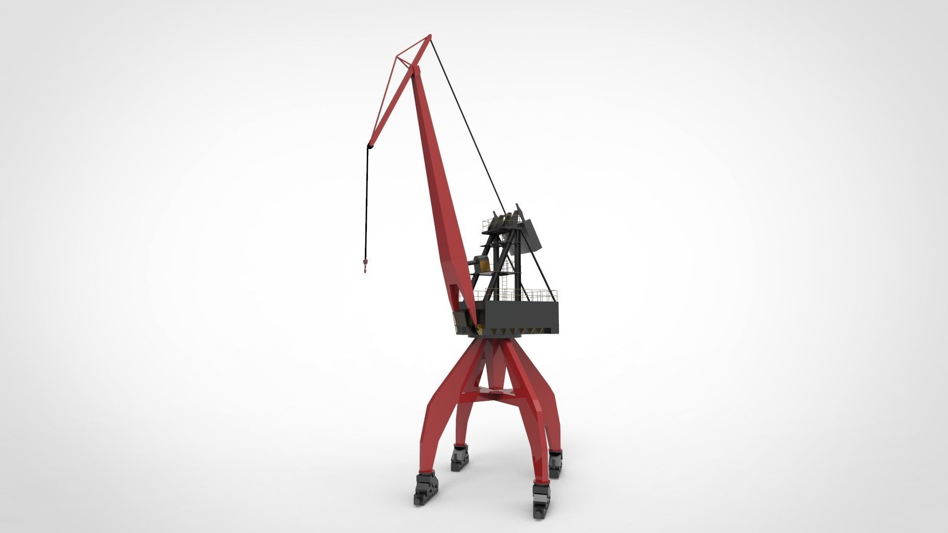 harbor crane Low-poly 3D model_3