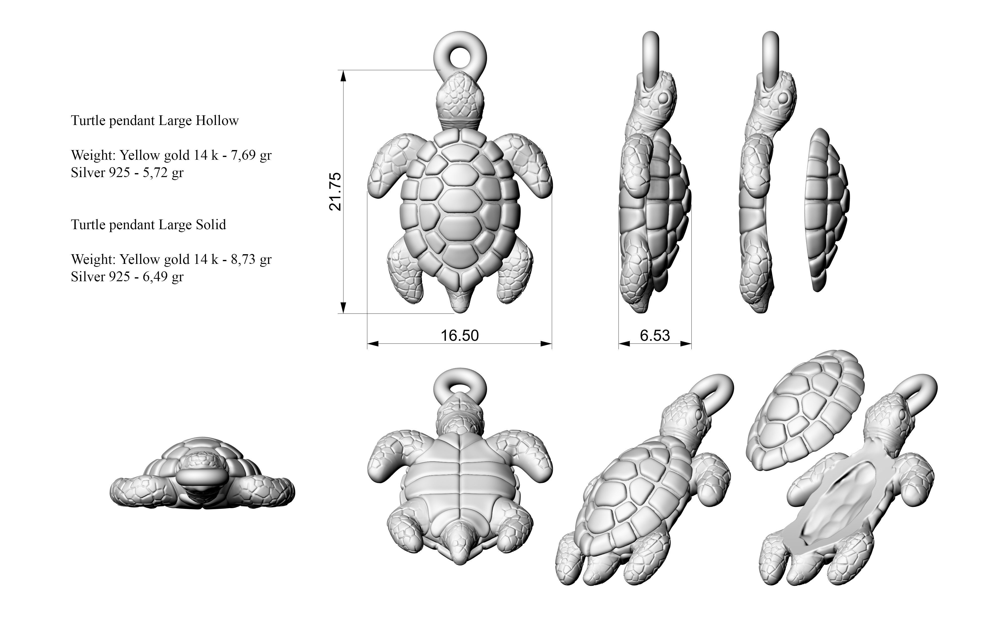 Turtle pendant 3D print model_2