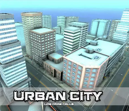 Urban City Low-poly 3D model_0