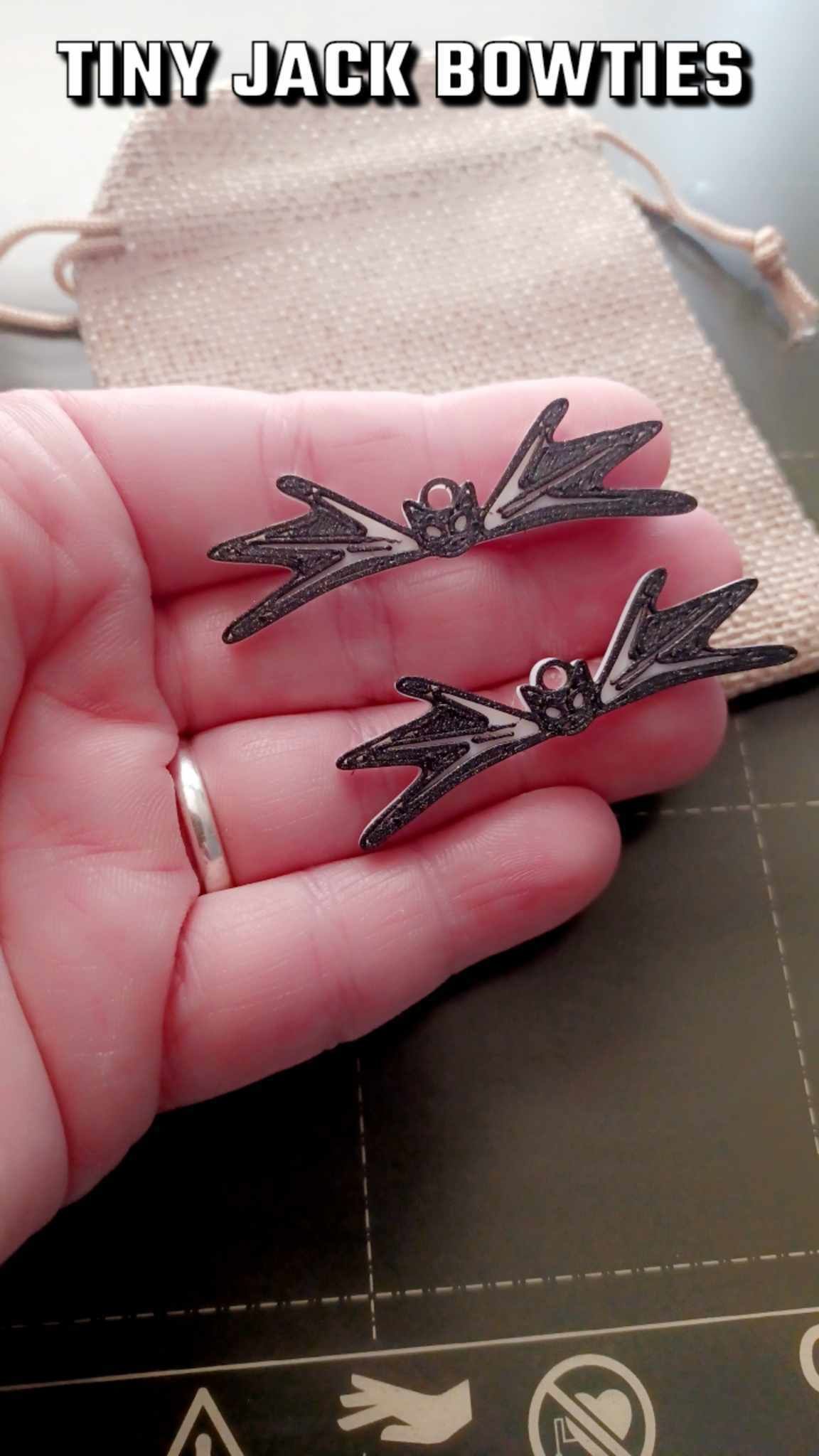 Jack skellngton Nightmare before christmas Bat bowtie earrings  3D print model_6